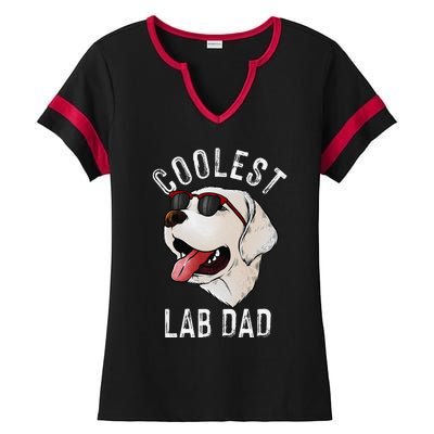 Funny Coolest Lab Dad Gift For White Labrador Dog Lover Ladies Halftime Notch Neck Tee