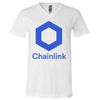 Funny Chainlink LINK Chainlink Blue Funny Chainlink Crypto Chainlink Merch V-Neck T-Shirt