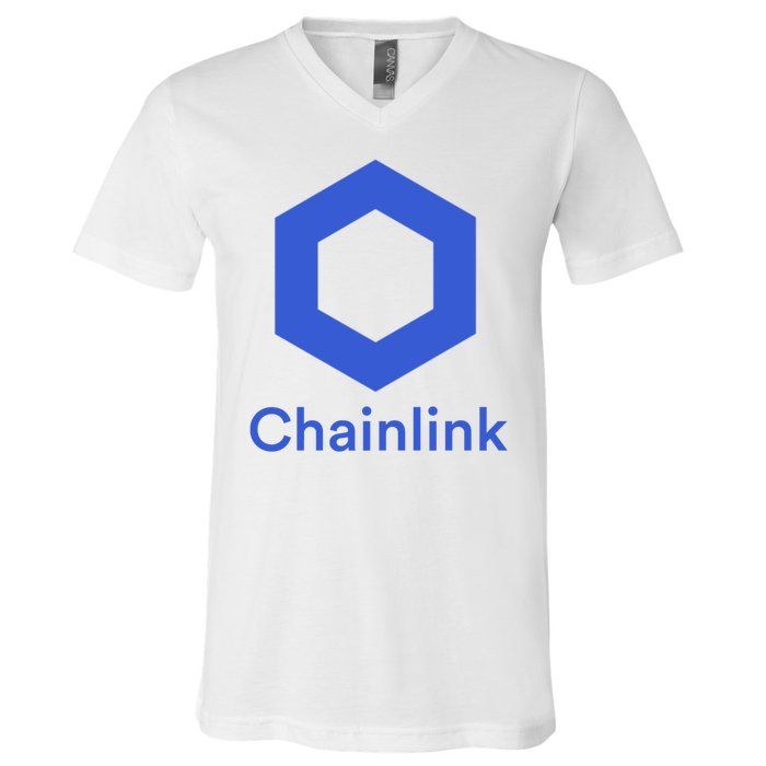 Funny Chainlink LINK Chainlink Blue Funny Chainlink Crypto Chainlink Merch V-Neck T-Shirt