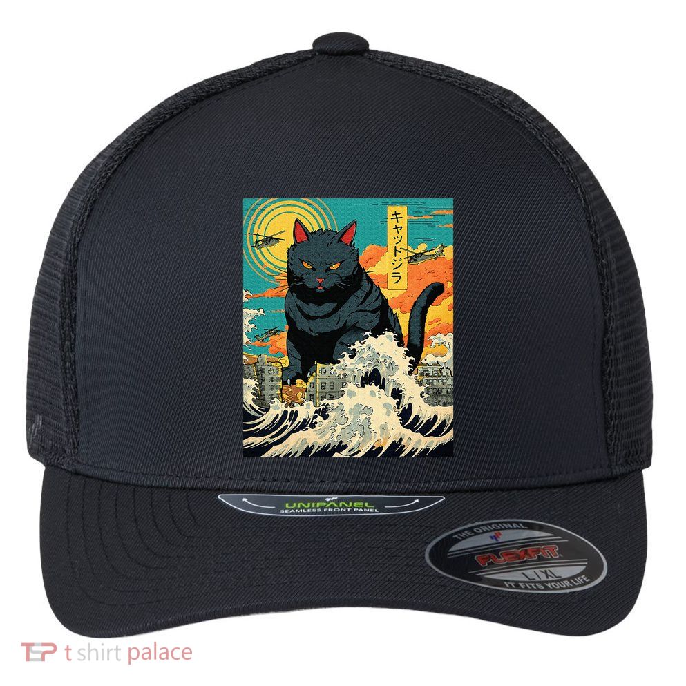 Funny Cat Lover Catzilla Cat Owner Flexfit Unipanel Trucker Cap