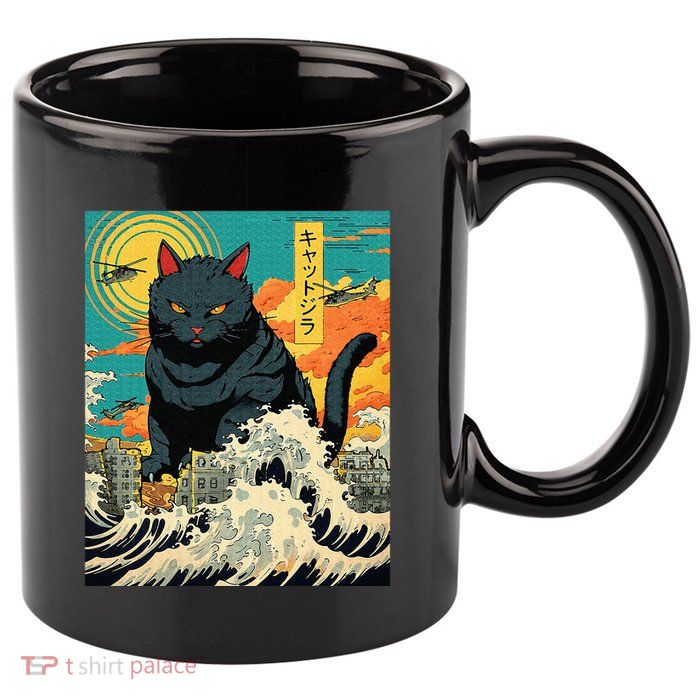 Funny Cat Lover Catzilla Cat Owner 11oz C Handle Ceramic Mug