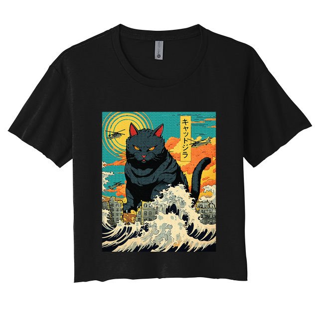 Funny Cat Lover Catzilla Cat Owner Crop Top
