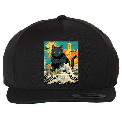 Funny Cat Lover Catzilla Cat Owner Wool Snapback Cap