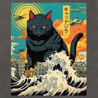 Funny Cat Lover Catzilla Cat Owner Cotton Canvas Backpack