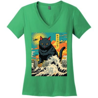 Funny Cat Lover Catzilla Cat Owner Women's V-Neck T-Shirt