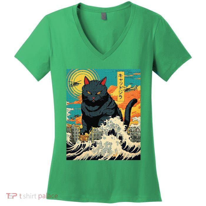 Funny Cat Lover Catzilla Cat Owner Women's V-Neck T-Shirt