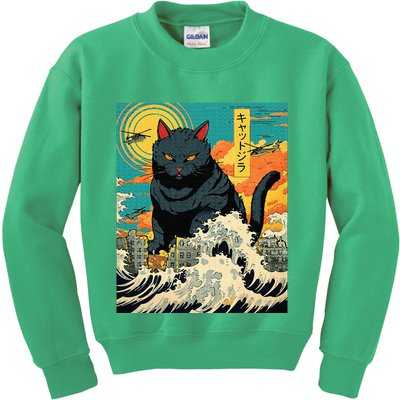 Funny Cat Lover Catzilla Cat Owner Kids Sweatshirt