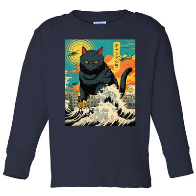 Funny Cat Lover Catzilla Cat Owner Toddler Long Sleeve Shirt