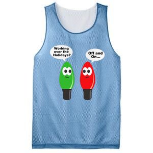 Funny Christmas Lights Joke Light Bulb Working Off On Pun Mesh Reversible Basketball Jersey Tank