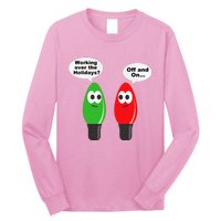 Funny Christmas Lights Joke Light Bulb Working Off On Pun Long Sleeve Shirt