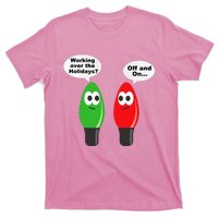 Funny Christmas Lights Joke Light Bulb Working Off On Pun T-Shirt