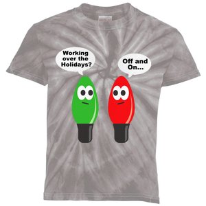 Funny Christmas Lights Joke Light Bulb Working Off On Pun Kids Tie-Dye T-Shirt