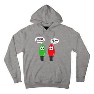 Funny Christmas Lights Joke Light Bulb Working Off On Pun Tall Hoodie