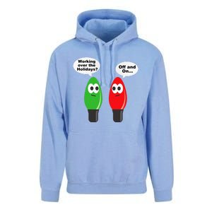 Funny Christmas Lights Joke Light Bulb Working Off On Pun Unisex Surf Hoodie