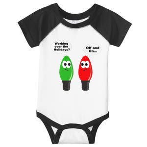 Funny Christmas Lights Joke Light Bulb Working Off On Pun Infant Baby Jersey Bodysuit