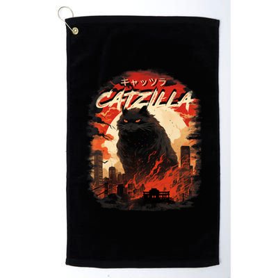 Funny Cat Lover Catzilla Cat Humor Cat Platinum Collection Golf Towel