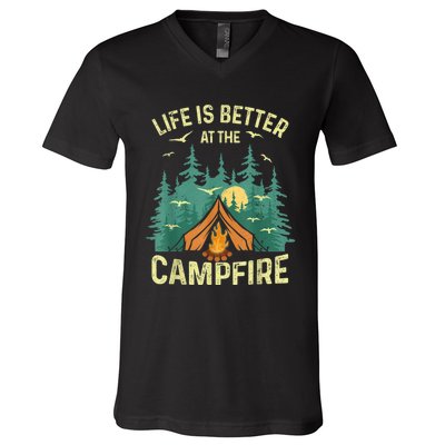 Funny Camping Lover Design For Men Women Camping Vacationist V-Neck T-Shirt