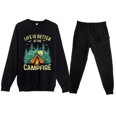 Funny Camping Lover Design For Men Women Camping Vacationist Premium Crewneck Sweatsuit Set