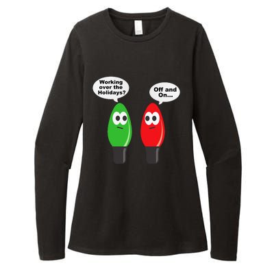 Funny Christmas Lights Joke Light Bulb Working Off On Pun Womens CVC Long Sleeve Shirt