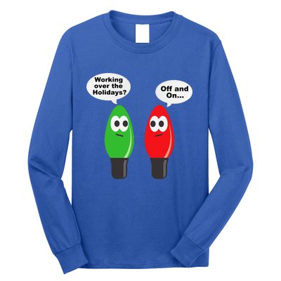 Funny Christmas Lights Joke Light Bulb Working Off On Pun Long Sleeve Shirt