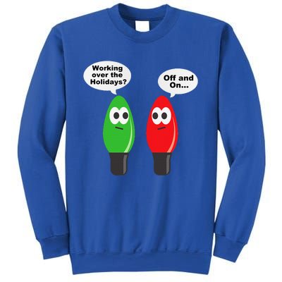 Funny Christmas Lights Joke Light Bulb Working Off On Pun Sweatshirt