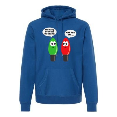 Funny Christmas Lights Joke Light Bulb Working Off On Pun Premium Hoodie