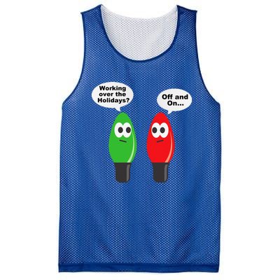 Funny Christmas Lights Joke Light Bulb Working Off On Pun Mesh Reversible Basketball Jersey Tank