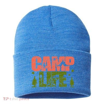 Funny Camp Life Camping Summer Gift Sustainable Knit Beanie