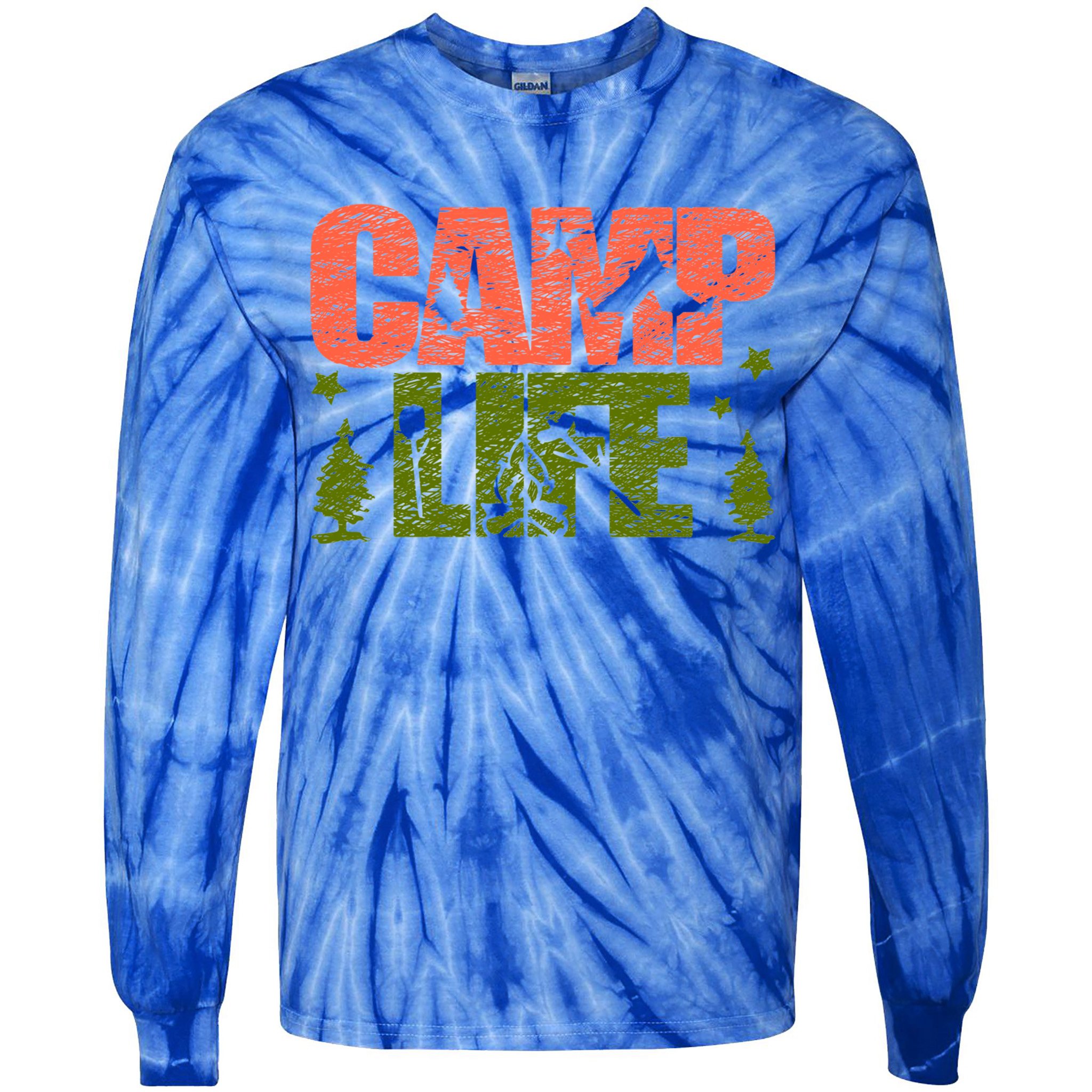 Funny Camp Life Camping Summer Gift Tie-Dye Long Sleeve Shirt