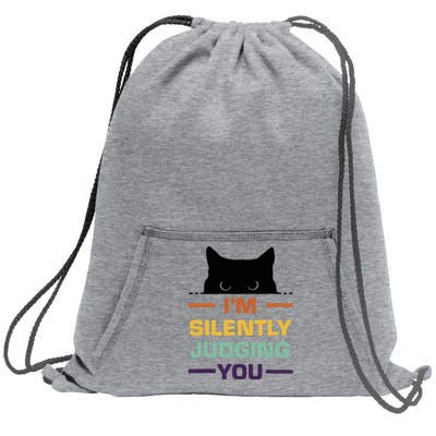 Funny Cats Lover I'm Silently Judging You Black Cat Sweatshirt Cinch Pack Bag