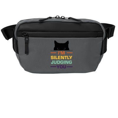 Funny Cats Lover I'm Silently Judging You Black Cat Crossbody Pack