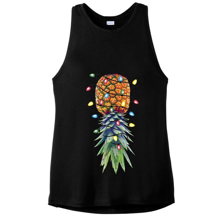 Funny Christmas Lights Upside Down Pineapple Swinger Funny Gift Ladies PosiCharge Tri-Blend Wicking Tank