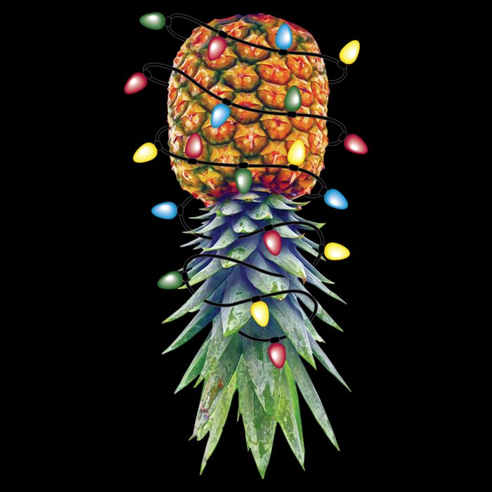 Funny Christmas Lights Upside Down Pineapple Swinger Funny Gift Women's Crop Top Tee
