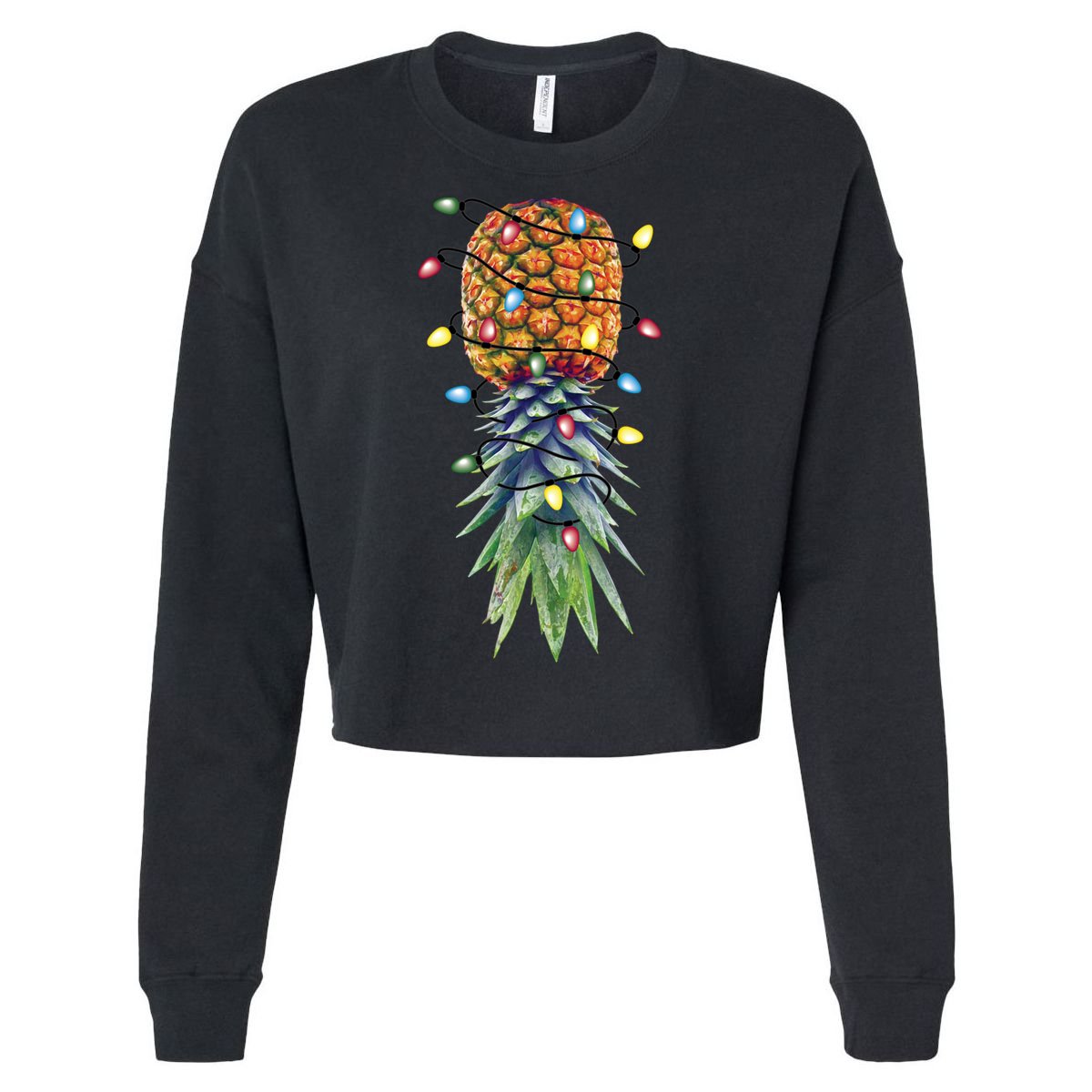 Funny Christmas Lights Upside Down Pineapple Swinger Funny Gift Cropped Pullover Crew