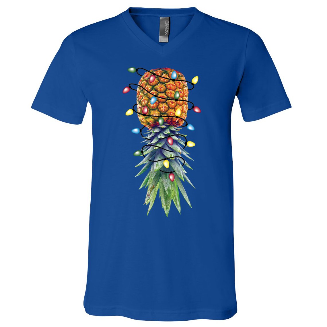 Funny Christmas Lights Upside Down Pineapple Swinger Funny Gift V-Neck T-Shirt