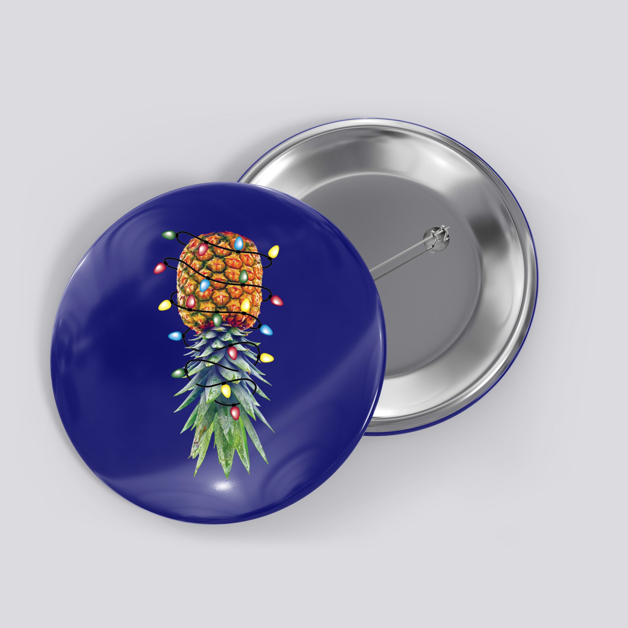 Funny Christmas Lights Upside Down Pineapple Swinger Funny Gift Button