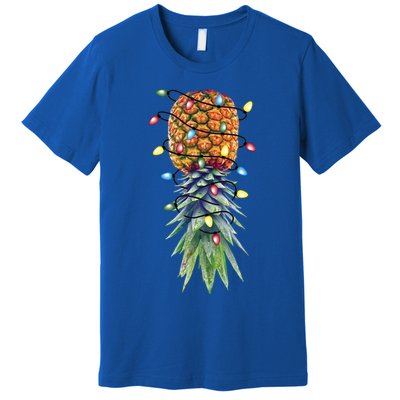 Funny Christmas Lights Upside Down Pineapple Swinger Funny Gift Premium T-Shirt