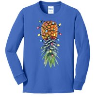 Funny Christmas Lights Upside Down Pineapple Swinger Funny Gift Kids Long Sleeve Shirt