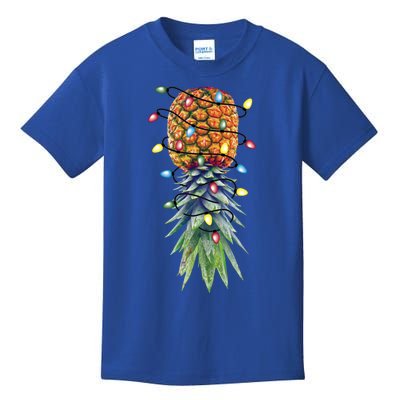 Funny Christmas Lights Upside Down Pineapple Swinger Funny Gift Kids T-Shirt