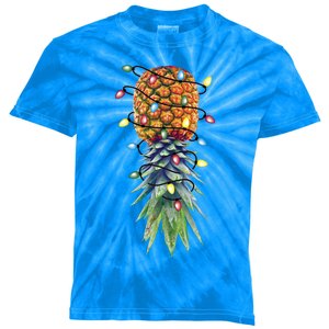 Funny Christmas Lights Upside Down Pineapple Swinger Funny Gift Kids Tie-Dye T-Shirt