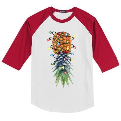 Funny Christmas Lights Upside Down Pineapple Swinger Funny Gift Kids Colorblock Raglan Jersey