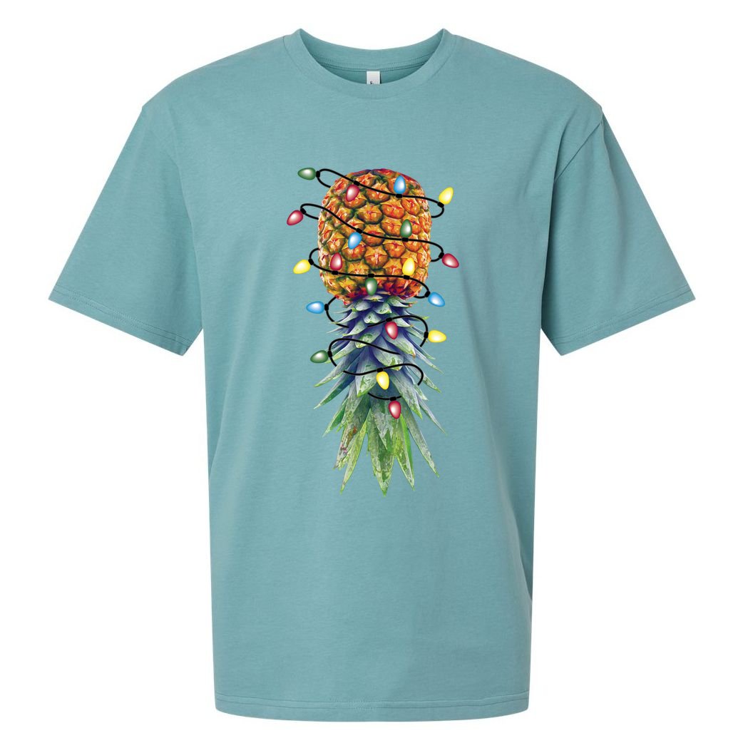 Funny Christmas Lights Upside Down Pineapple Swinger Funny Gift Sueded Cloud Jersey T-Shirt