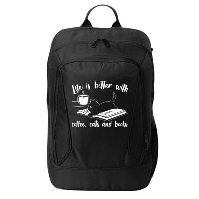 Funny Cute Life Is Better With Coffee Cats And Books City Backpack