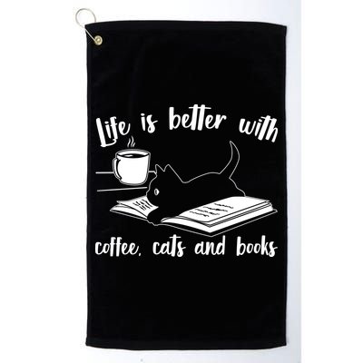 Funny Cute Life Is Better With Coffee Cats And Books Golf Towel