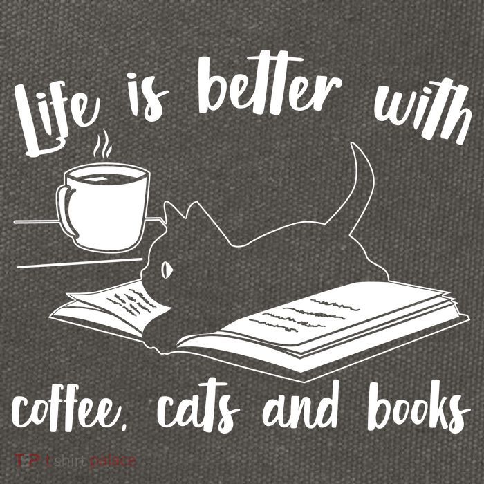 Funny Cute Life Is Better With Coffee Cats And Books Cotton Canvas Backpack