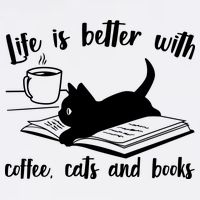 Funny Cute Life Is Better With Coffee Cats And Books Garment-Dyed Sweatshirt