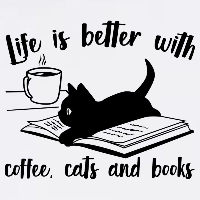 Funny Cute Life Is Better With Coffee Cats And Books Garment-Dyed Sweatshirt