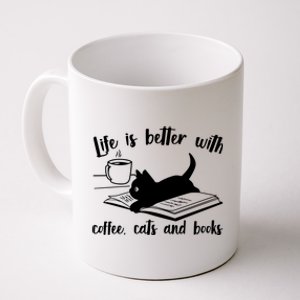 Funny Cute Life Is Better With Coffee Cats And Books Coffee Mug