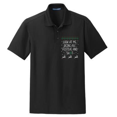 Funny Christmas Look At Me Being All Festive Humorous Xmas Dry Zone Grid Polo