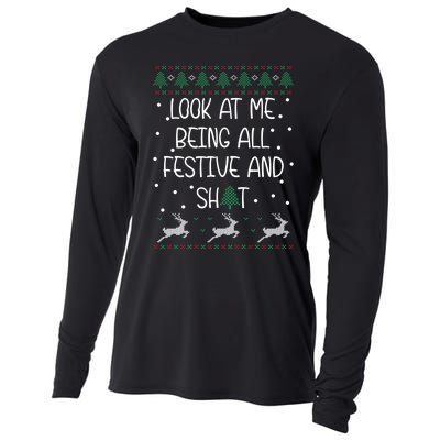 Funny Christmas Look At Me Being All Festive Humorous Xmas Cooling Performance Long Sleeve Crew